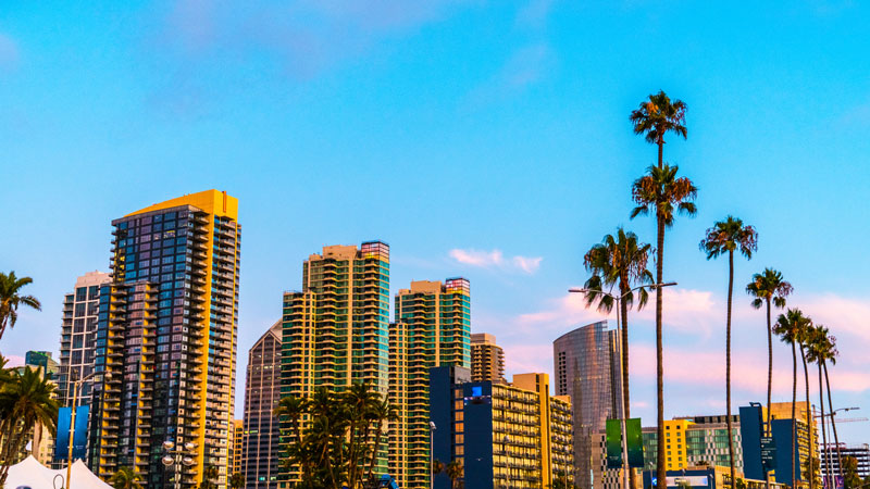 Twin condo towers in San Diego California